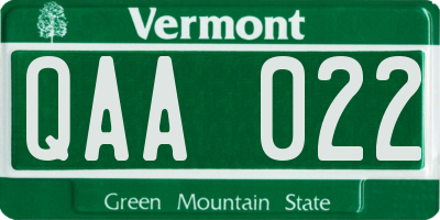 VT license plate QAA022