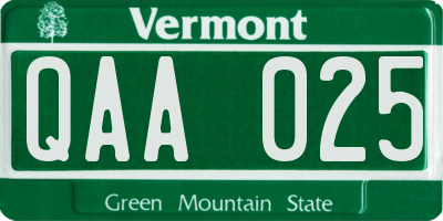 VT license plate QAA025