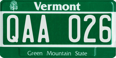 VT license plate QAA026