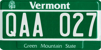 VT license plate QAA027