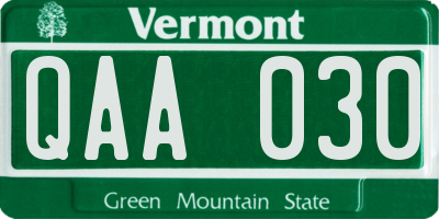 VT license plate QAA030