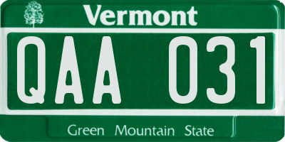 VT license plate QAA031