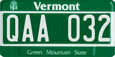 VT license plate QAA032