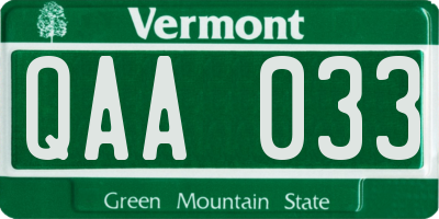 VT license plate QAA033