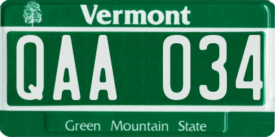 VT license plate QAA034