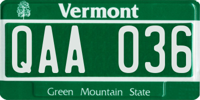 VT license plate QAA036