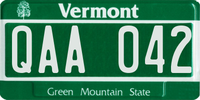 VT license plate QAA042