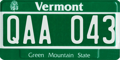 VT license plate QAA043