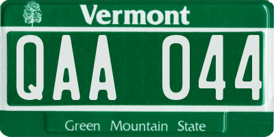 VT license plate QAA044
