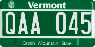 VT license plate QAA045