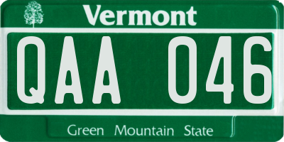 VT license plate QAA046