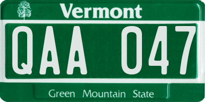 VT license plate QAA047