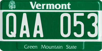 VT license plate QAA053