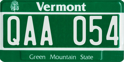 VT license plate QAA054