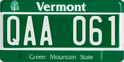 VT license plate QAA061