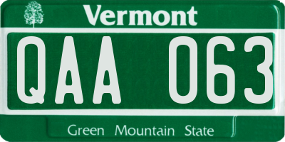 VT license plate QAA063