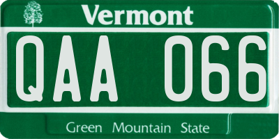 VT license plate QAA066