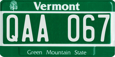 VT license plate QAA067