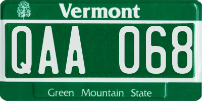 VT license plate QAA068