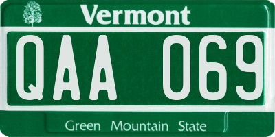 VT license plate QAA069