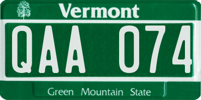 VT license plate QAA074