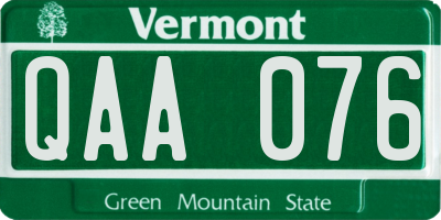 VT license plate QAA076