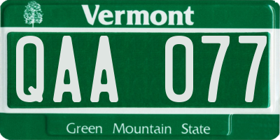 VT license plate QAA077