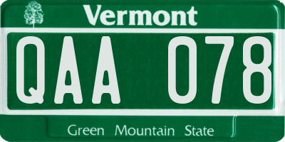 VT license plate QAA078