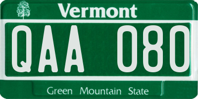 VT license plate QAA080