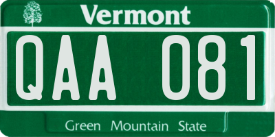 VT license plate QAA081