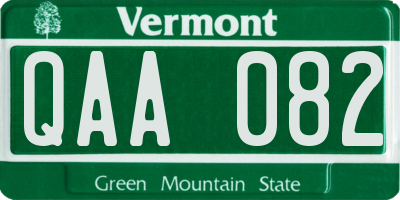 VT license plate QAA082