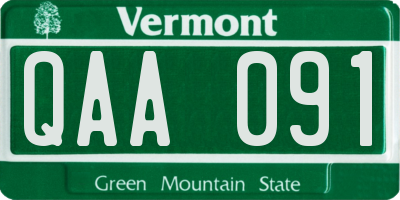 VT license plate QAA091