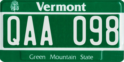 VT license plate QAA098