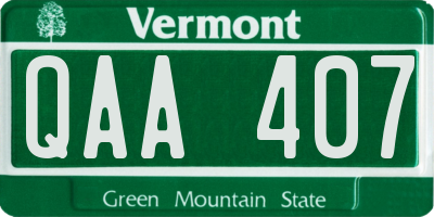 VT license plate QAA407