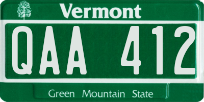 VT license plate QAA412