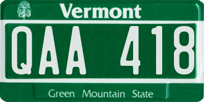 VT license plate QAA418