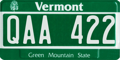 VT license plate QAA422