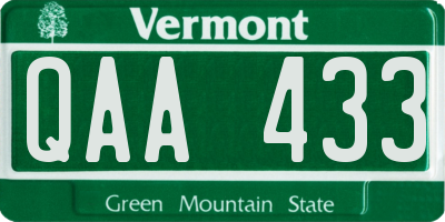 VT license plate QAA433