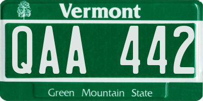 VT license plate QAA442