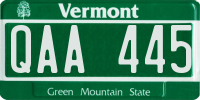 VT license plate QAA445