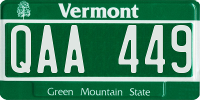 VT license plate QAA449