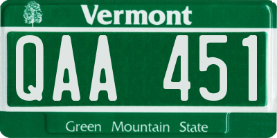 VT license plate QAA451
