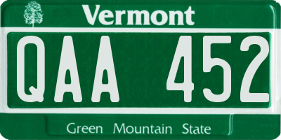 VT license plate QAA452