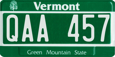VT license plate QAA457