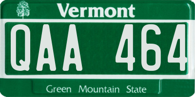 VT license plate QAA464