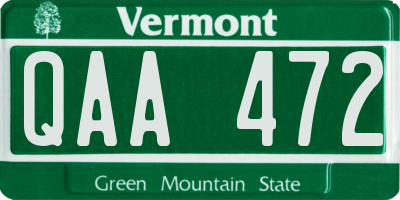 VT license plate QAA472