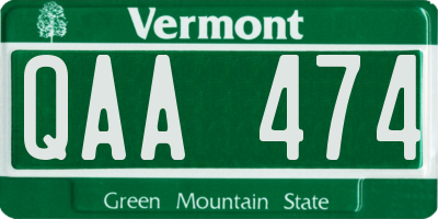 VT license plate QAA474