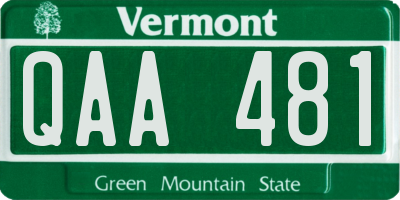 VT license plate QAA481