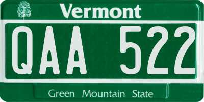 VT license plate QAA522