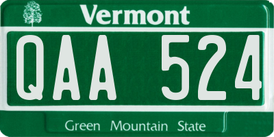 VT license plate QAA524